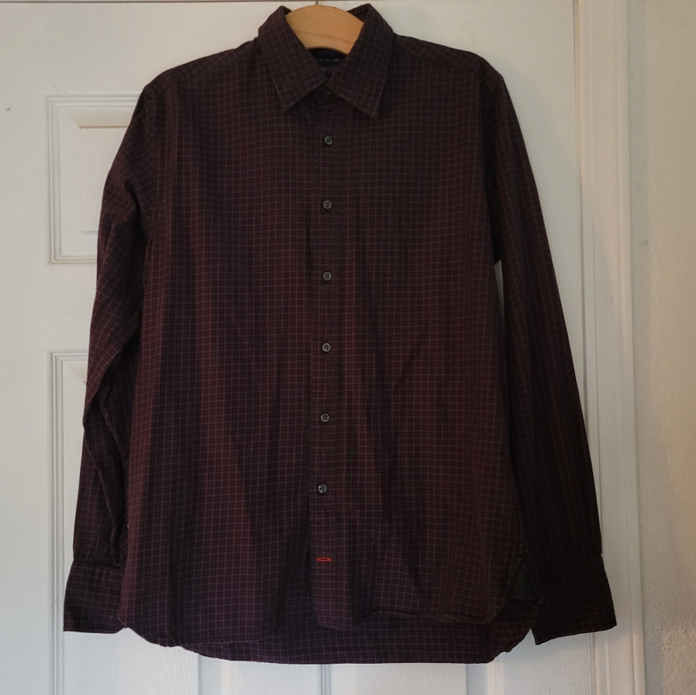 Tommy Hilfiger long sleeve purple & black button-down dress shirt size small